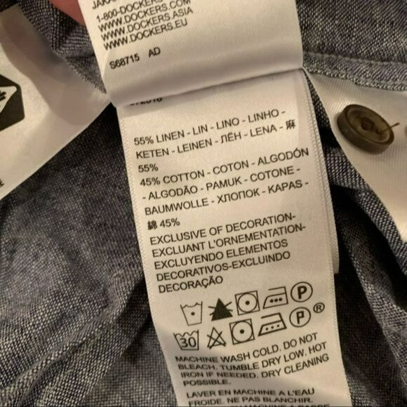 Dockers men’s denim blue long sleeve button up shirt regular fit - M - Picture 5 of 12